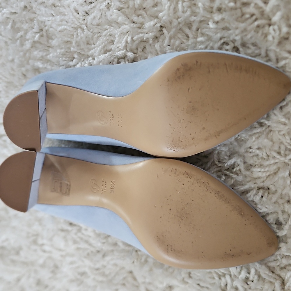 M.Gemi The Lustro 70mm Powder Light Suede Block Heels Pumps Size EU 38.5/US 8.5 - Picture 8 of 10